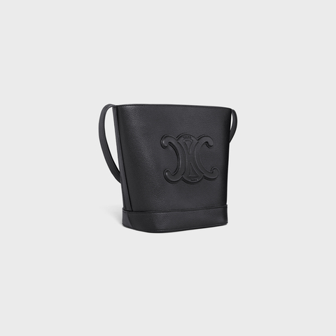 SMALL BUCKET CUIR TRIOMPHE IN GRAINED CALFSKIN BLACK - Image 2